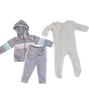 Body Glove 2pc Tracksuit & Quilted Sleeper Bundle Baby Girl 18-24M